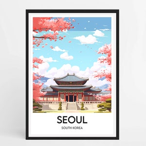 Pôster de Seul | Cartaz de viagem de Seul | Ilustração Seul | Cartaz da Coreia do Sul