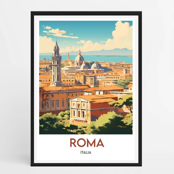 Affiche Rome - Illustration minimaliste de Rome - Affiche de voyage Italie - Décoration murale d'intérieur - Poster de Rome