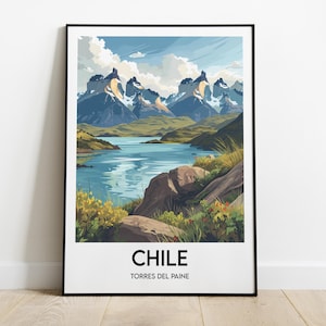 Póster de Torres del Paine - Póster de viaje a Torres del Paine - Decoración del hogar - Póster de Torres del Paine, Chile