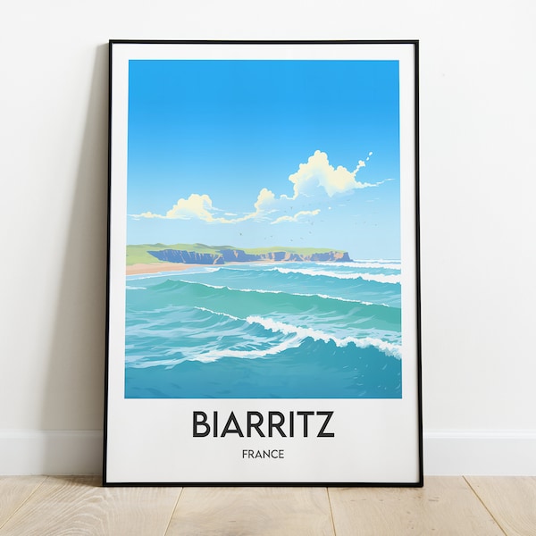 Biarritz Poster - Affiche de voyage minimaliste - Affiche France