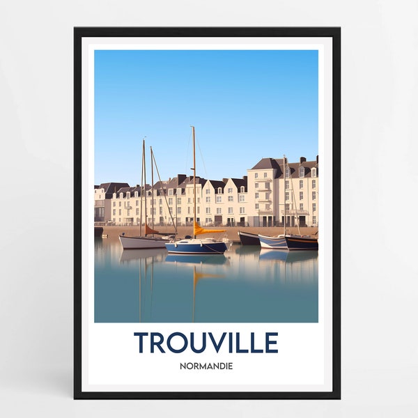 Affiche Trouville - Illustration minimaliste de Trouville - Affiche de voyage France - Décoration murale d'intérieur - Poster de Trouville