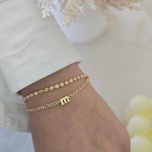Juego de 2 pulseras personalizadas, pulsera con inicial, pulsera con letras, joyería personalizada, regalo delicado con inicial, juego de regalo para dama de honor