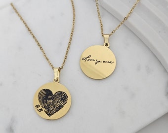 Engraved Fingerprint Necklace: Personalized Stainless Steel Memorial Jewelry