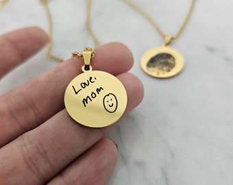 Handschrift ketting Aangepaste handschrift sieraden Handtekening Disc ketting Vingerafdruk ketting MOEDER GESCHENK Ketting Real Script Memorial