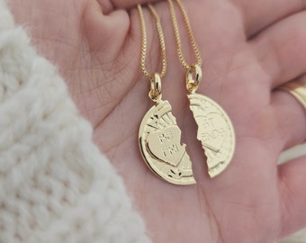 18k Gold Filled vriendschap ketting beste vriend geschenken beste vriend sieraden hart paren ketting split hart beste vriend ketting om te delen