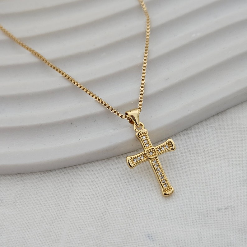 Children's Gold Cross Necklace Kids Dainty Cross Necklace Gold Cross