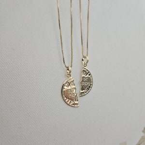 18k Gold Filled vriendschap ketting beste vriend geschenken beste vriend sieraden hart paren ketting split hart beste vriend ketting om te delen afbeelding 7