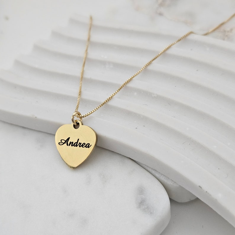 Personalized Necklace Gift Engraved Heart Necklace Any Text Name Date