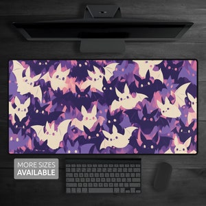 Gruselige Kawaii Fledermaus Schreibtischmatte, süßes Pastel Goth Mousepad, süßes Fledermaus Mousepad, süßes Goth Büro Dekor, lila Goth Schreibtischmatte, entzückende Goth