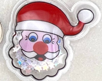 Santa Shaker, Glitter Filled Puffy Vinyl, Holiday Shaker for Crafts, Cabochons | QTY: 5 pieces