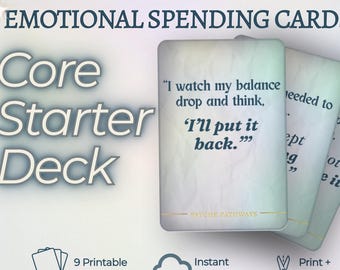 Tarjetas para evitar compras impulsivas: recordatorios imprimibles para hacer una pausa en las compras emocionales y el gasto excesivo.