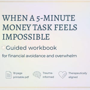 Money Avoidance Workbook for Financial Anxiety and Overwhelm, Printable PDF