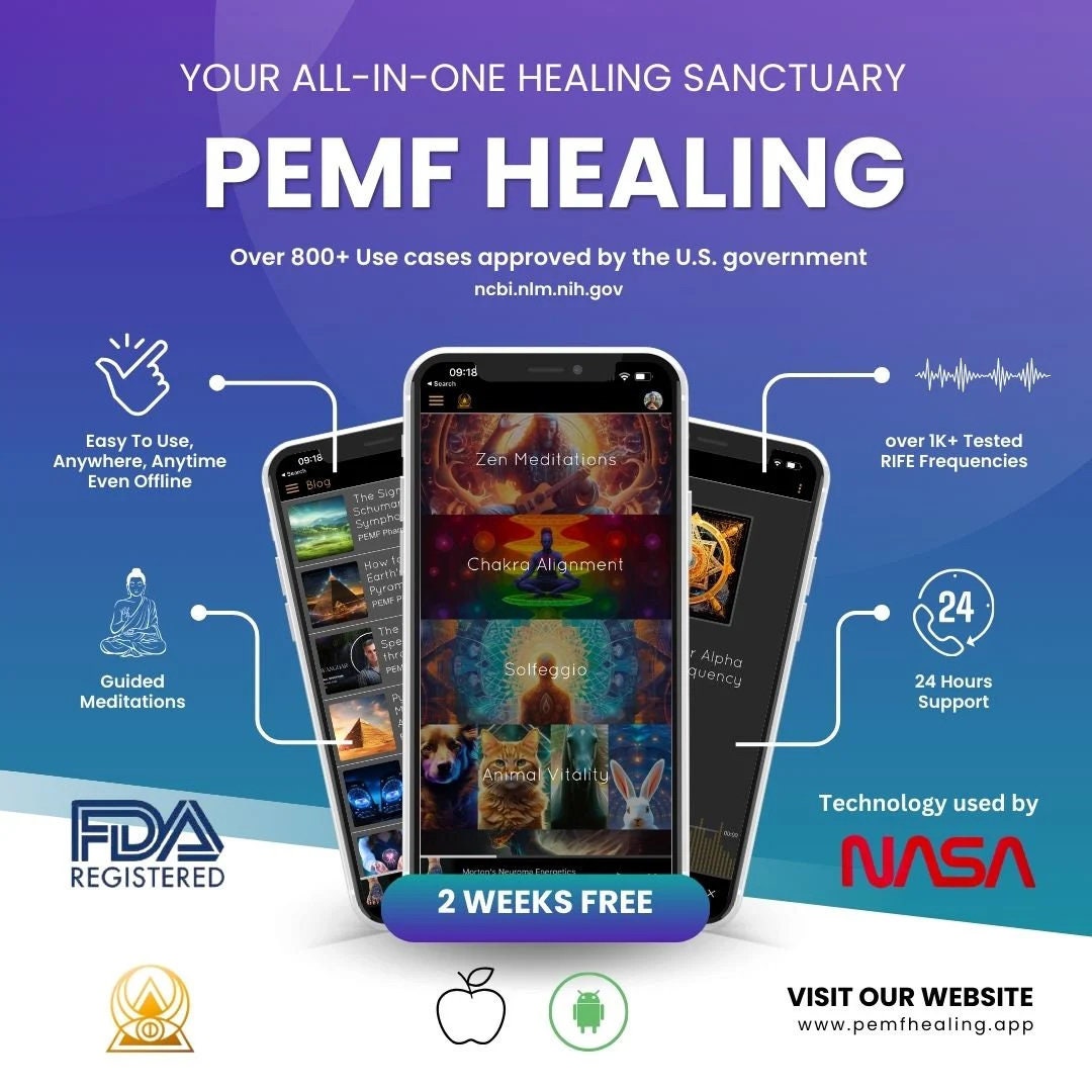 PeMF Healing & Meditation Mobile Application (Free) Android / Apple / Desktop with 1 YEAR Subscription