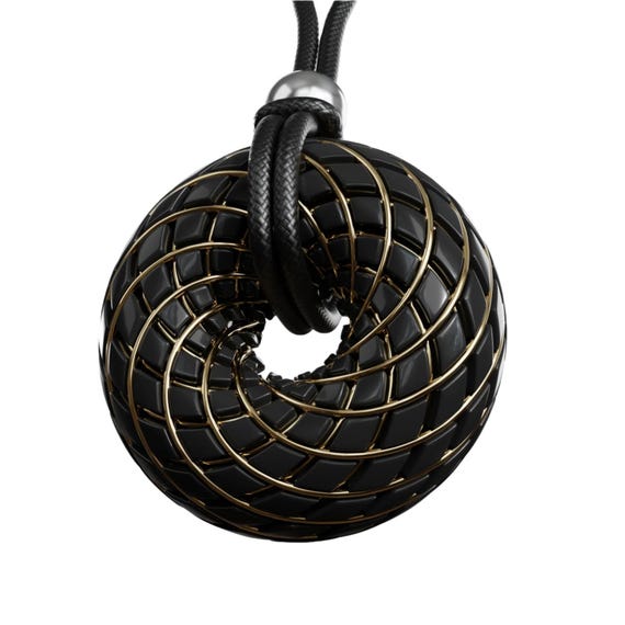 Shungite C60 Itorus Iz 18K Gold Plated Vortex Coil Pendant - EMF