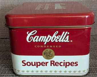 Campbell's Soup Souper EMPTY recipe box tin 5"x6"x4.5 Home Decor