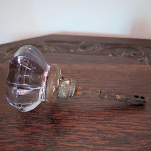 8 Point antique crystal glass door knob with brass base and spindle