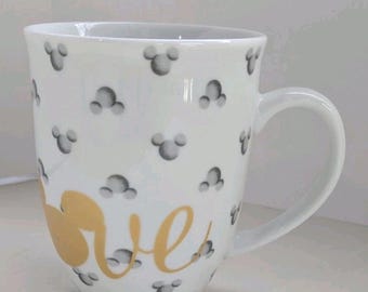 Taza de Mickey Mouse de Disney, 90 aniversario, "Amor", para café, té o chocolate caliente, 2018