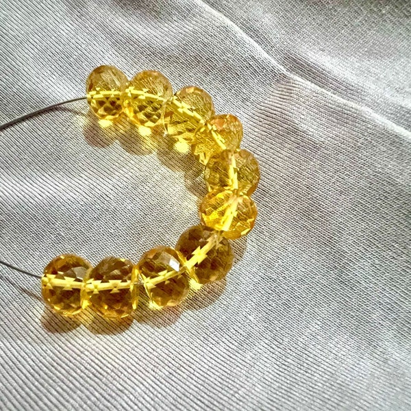 AAA+++ 10 Beads, Gorgeous Yellow Padparadscha Sapphire Faceted Rondelle Beads for Jewelry Making, Bead Sizes 6 mm 7 mm 8 mm 9 mm or 10 mm.