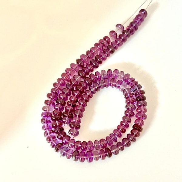 AAA++ Alexandrite Smooth Rondelle Pink/Purple color changing beads for jewelry making. Bead size 3-5 mm, 5-7 mm, or 6-8 mm, 8 or 16 inches.