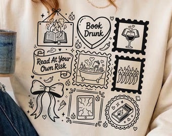 Book Drunk PNG Sublimation, Smut Reader Tumbler Design, Read At Your Own Risk Shirt File, Romantasy Bookish Stamp Collage