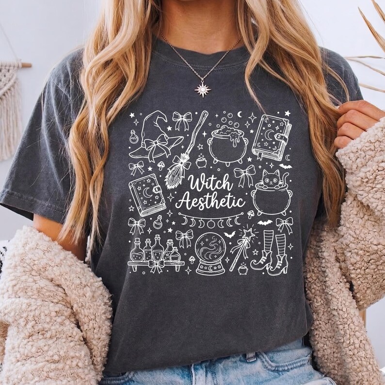 Witch Aesthetic PNG Sublimation, Coquette Bow Doodle Clipart, Witchy Mom Shirt Tumbler Mug Tote Sticker, Spellbook Cauldron Halloween Gift image 10