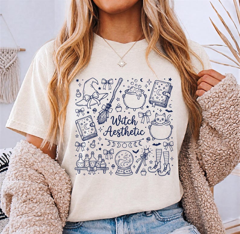 Witch Aesthetic PNG Sublimation, Coquette Bow Doodle Clipart, Witchy Mom Shirt Tumbler Mug Tote Sticker, Spellbook Cauldron Halloween Gift image 5