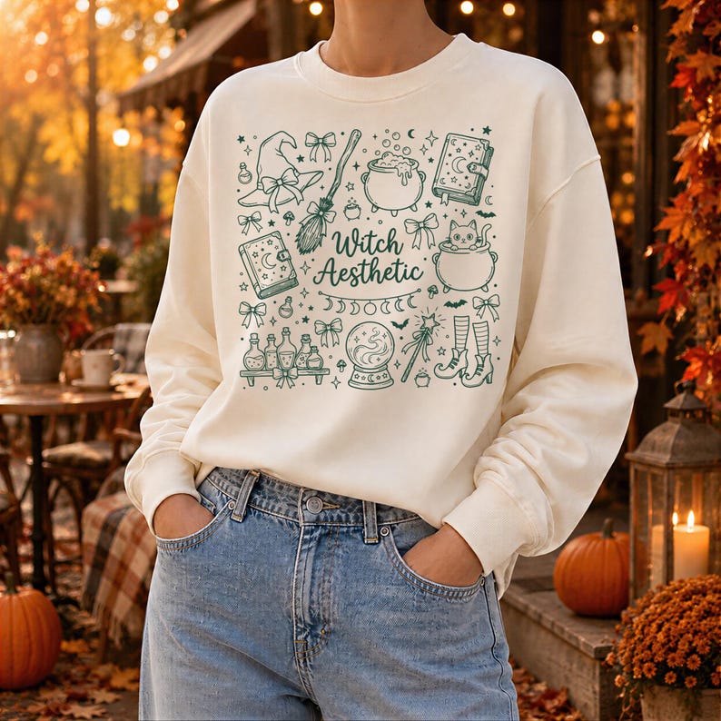 Witch Aesthetic PNG Sublimation, Coquette Bow Doodle Clipart, Witchy Mom Shirt Tumbler Mug Tote Sticker, Spellbook Cauldron Halloween Gift image 8