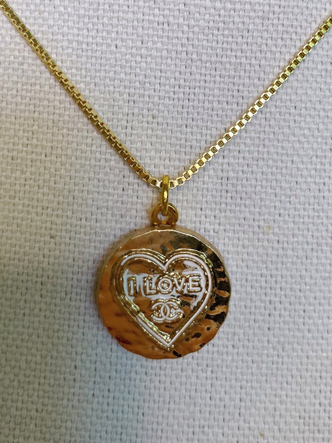 Designer Button Repurposed Gold Necklace Etsy