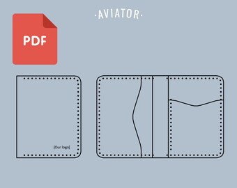 Puede incluir: Un dibujo en blanco y negro de un patrón de cartera con el texto "[Our logo]" y el título "AVIATOR" en la imagen.