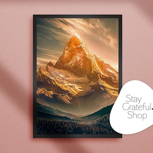 Gold Mountain Chinesische Feng Shui Wand Kunst Dekor Geld anziehen Wohlstand printable ziehen Reichtum Dekor Fung Shui heilt Fung Shui Haus 2025