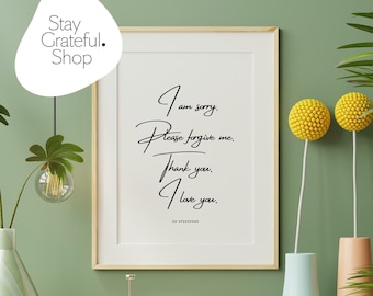 Ho'oponopono prayer inspired Printable Art, newage healing wall art, thoughts and prayer, home decor gift, hawaiian prayer *Digital Download