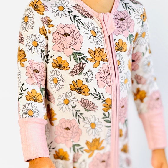 Sunkissed Florals Organic Bamboo Baby Pajamas Eco friendly Bamboo Sleepwear for Babies Soft Bamboo Baby Pajamas Boho Florals Etsy UK