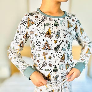 S&#39;mores Adventures Boys Bamboo Camping Pajamas, Woodsy, Camping, Woods, Nature