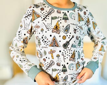 S'mores Adventures Boys Bamboo Camping Pajamas, Woodsy, Camping, Woods, Nature