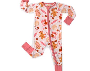 Sugar and Spice Christmas Soft & Breathable Girls' Bamboo Zippy Pajamas – Infant Organic Baby Sleepwear