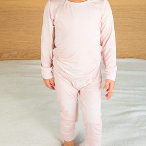 Subtle Hearts Bamboo Hearts Pajamas – Cute Pink Kids PJs, Soft Bamboo Baby Sleepwear, Toddler Bamboo Outfit