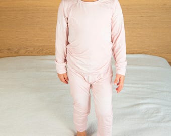 Subtle Hearts Bamboo Hearts Pajamas – Cute Pink Kids PJs, Soft Bamboo Baby Sleepwear, Toddler Bamboo Outfit