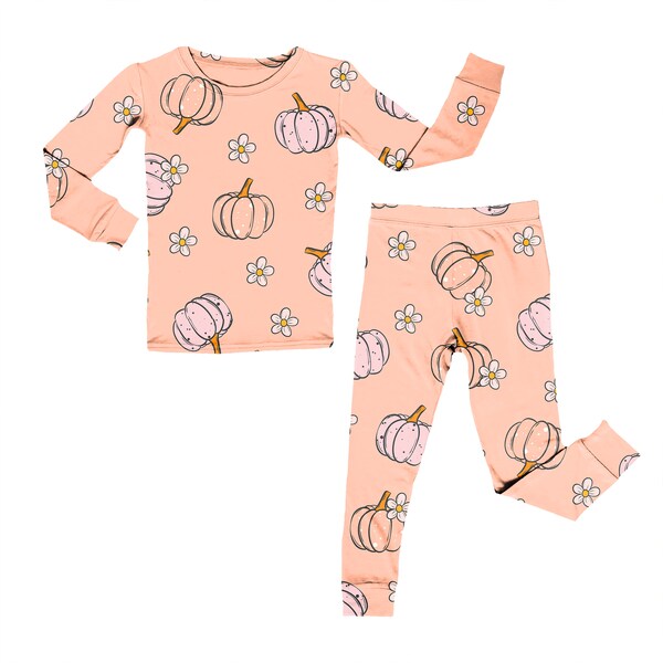 Pretty Pink Pumpkins: Super Soft Bamboo Eco-Friendly Bamboo Viscose Toddler, Kids and Baby Pajamas Sets/Rompers