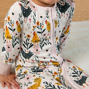 Pretty Peeps Bamboo Baby Zippies Chickens Farm Animal Bamboo Sleepwear
