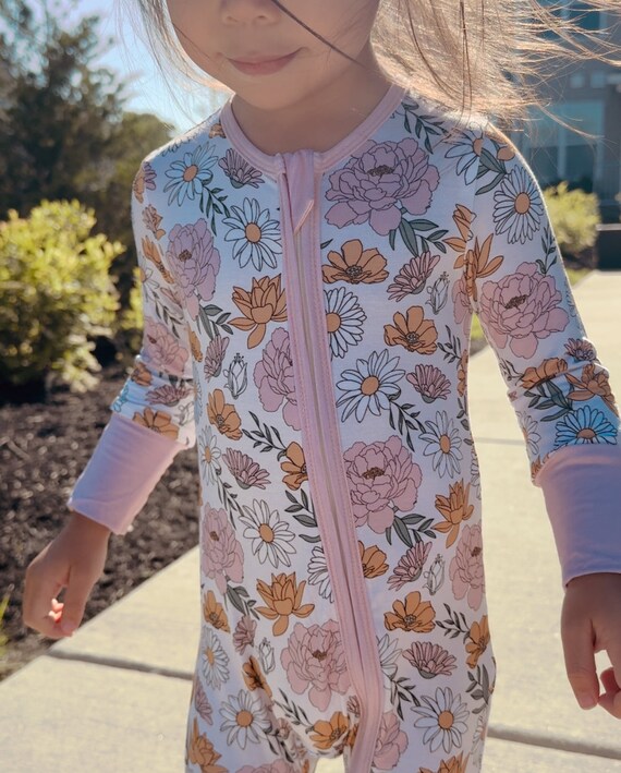 Sunkissed Florals Organic Bamboo Baby Pajamas Eco friendly Bamboo Sleepwear for Babies Soft Bamboo Baby Pajamas Boho Florals Etsy UK