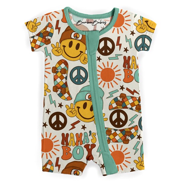 Pre-Order Mama's Boy | Boys' Bamboo Shortie Romper Eco-Friendly Clothing, Sustainable Fashion, Comfortable Kids Wear