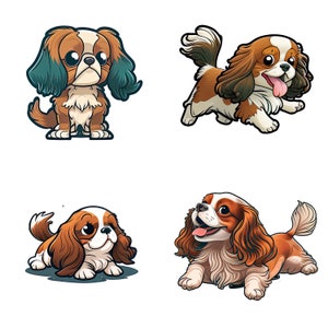Regal Charm: King Charles Spaniel Dog Stickers