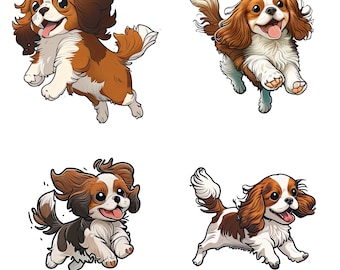 Cavalier Cuddles: Happy King Charles Spaniel Dog Stickers