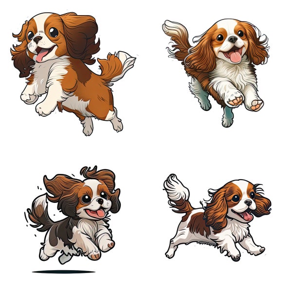 Cavalier Cuddles: Happy King Charles Spaniel Dog Stickers