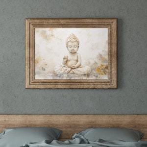 Buddha Wall Art, Baby Buddha in Abhaya Mudra, Printable Wall Art in Neutral Tones
