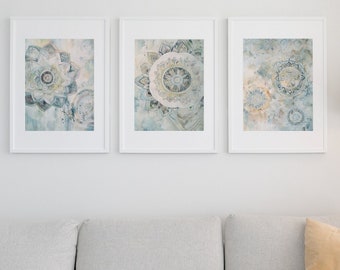 Mandala 3 Piece Wall Art - Buddha Inspired Printable Art, 3 Panel Wall Art