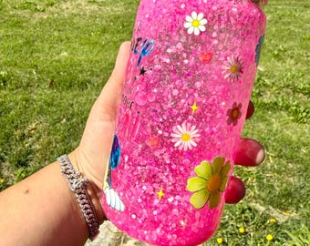 Disney Mom Magical Snow Globe Tumbler, Minnie Mouse Glitter Libby Cup, Custom Pink Glitter Glass Can, Disney Inspired Mom Cup, Mother’s Day