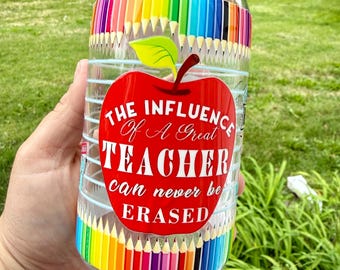 Teacher Glass Can Cup | Teacher Appreciation Gift | 16oz Libby Cup with Bamboo Lid & Straw | Teacher Tumbler | Back to School Gift for Teach