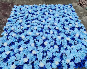 Blue Flower Wall Backdrop | Dusty Blue Floral Wall | Wedding & Baby Shower Backdrop | Event Decor Photo Booth Background