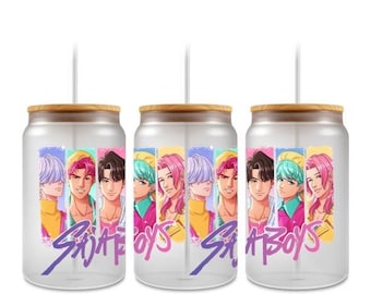 Saja Boys Inspired Libbey Glass Cup | K-Pop Demon Hunters Glass Can | 16oz Iced Coffee Cup | Kpop Anime Gift